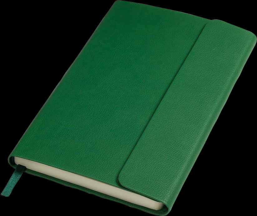 A Green Leather Notebook With A Black Background