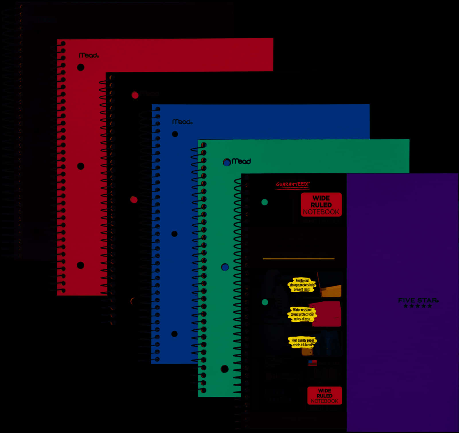 A Group Of Notebooks With Different Colors