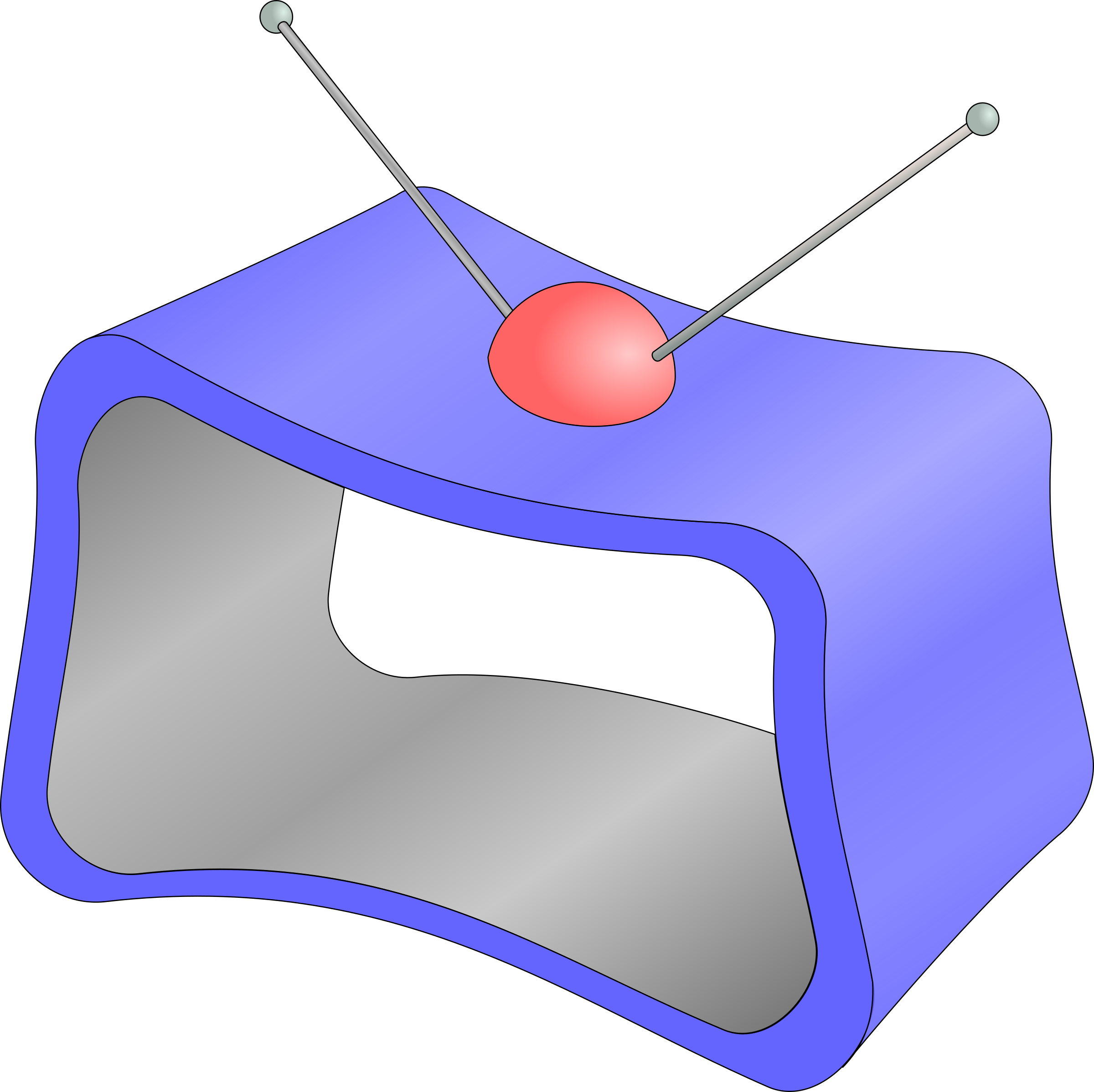 A Blue Television With Two Antenna