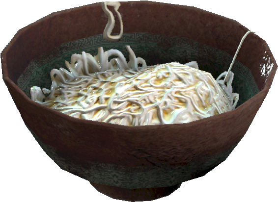 A Bowl Of Noodles With A Stick