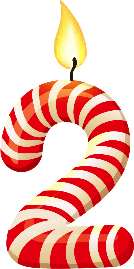 A Candy Cane With A Candle