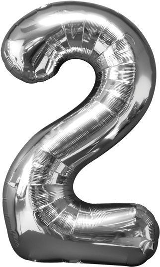 A Silver Balloon Shaped Like A Number Two