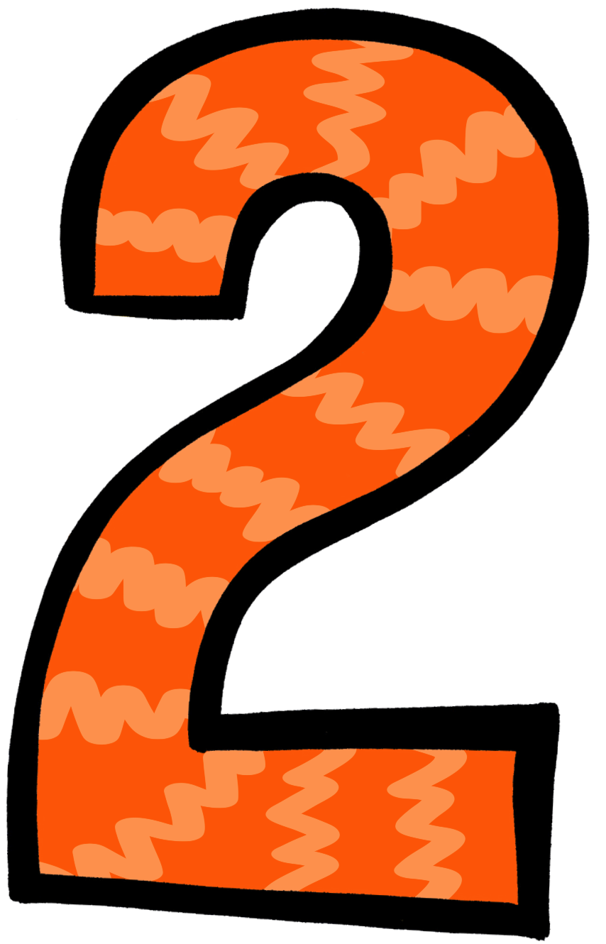 A Number Two With Orange And White Lines