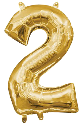A Gold Number Two Balloon