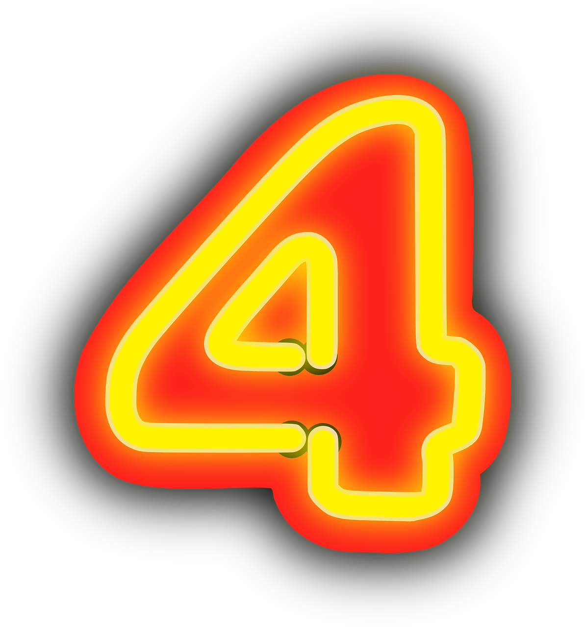 A Yellow And Red Neon Number