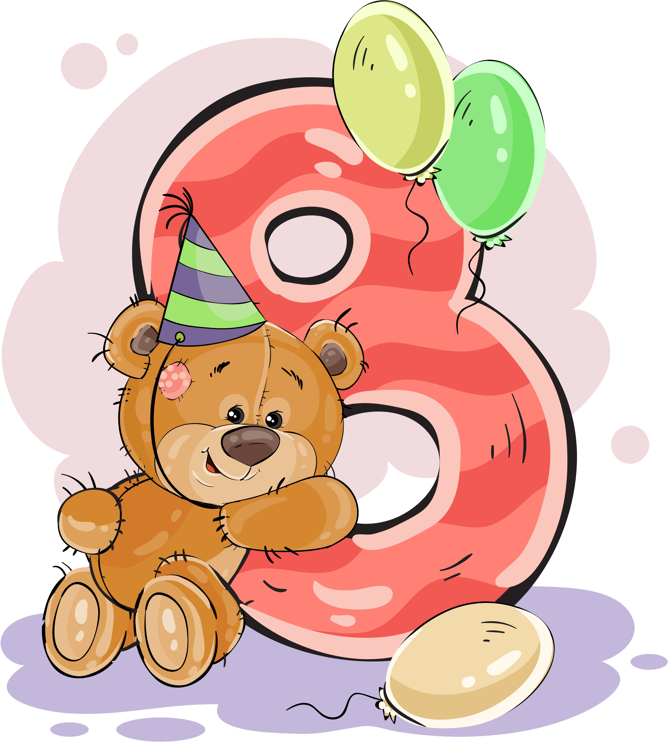 A Teddy Bear With A Hat And Balloons
