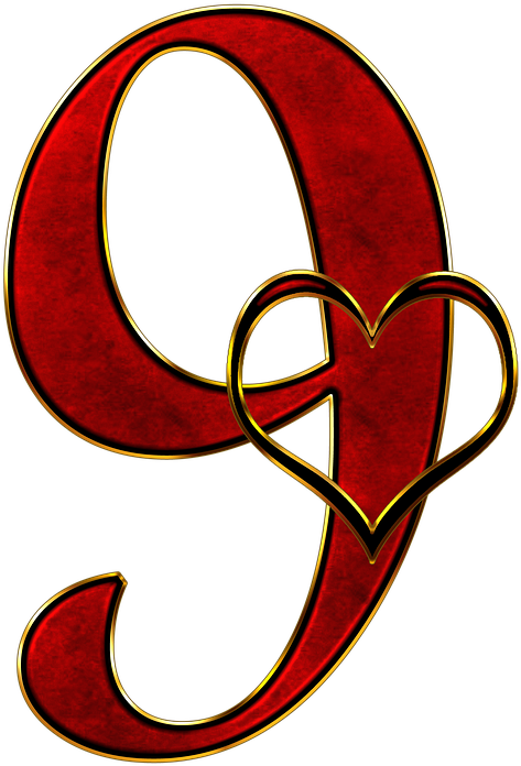 A Red And Gold Heart Shaped Number