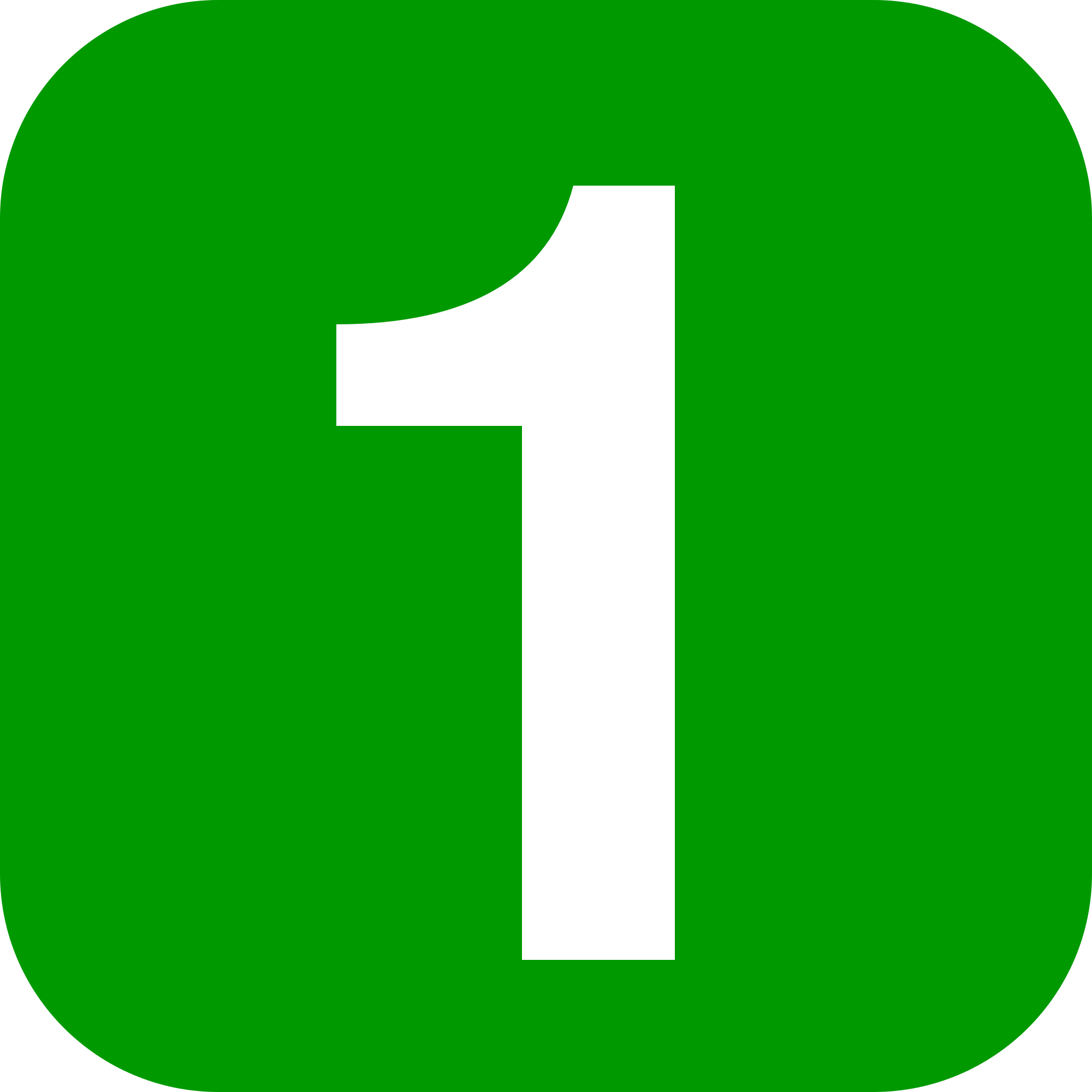 A Green Square With A White Number One