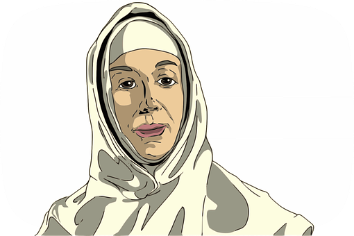 A Woman Wearing A White Head Scarf