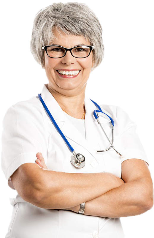 A Woman Wearing Glasses And A Stethoscope