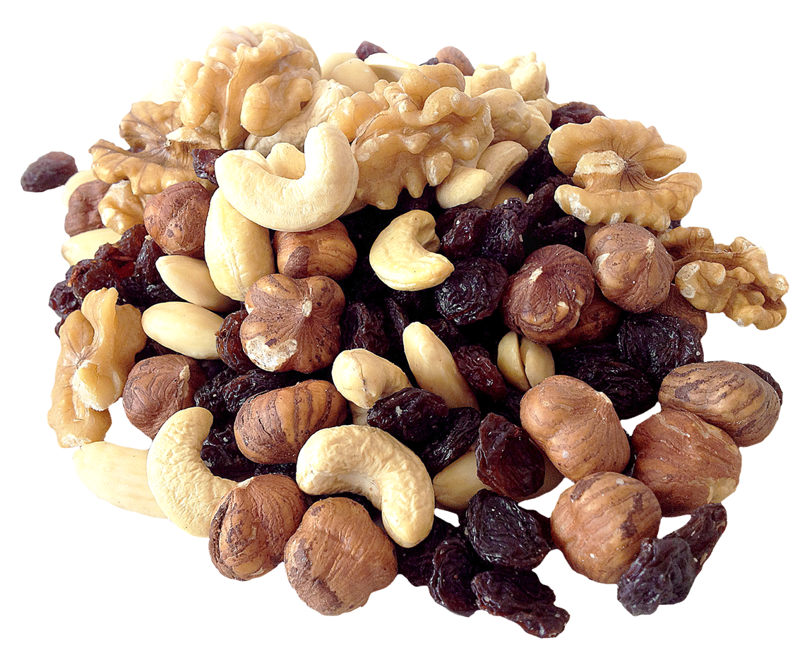 A Pile Of Nuts And Raisins