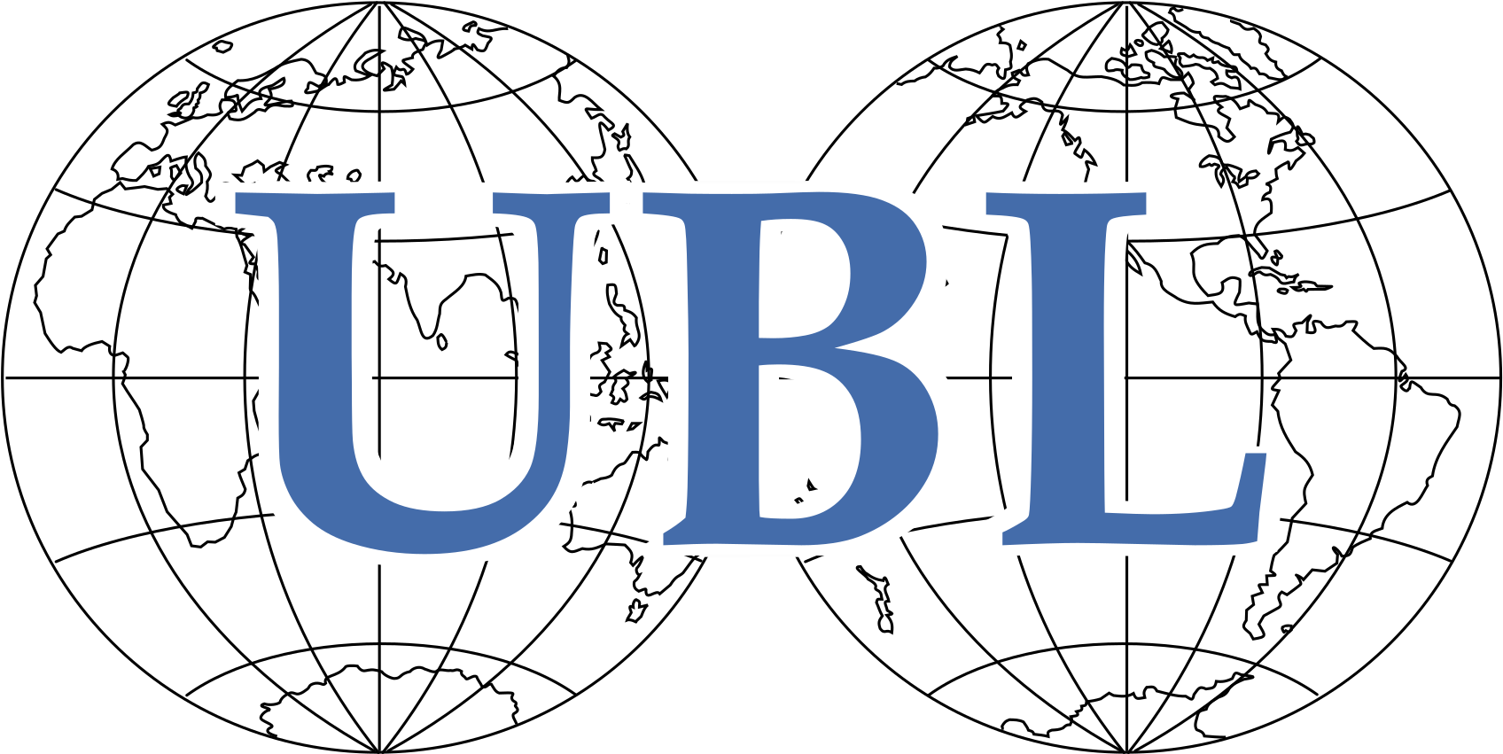 A Logo With Blue Letters And Globes