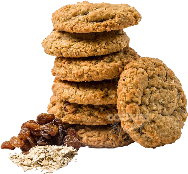 A Stack Of Oatmeal Cookies With Raisins