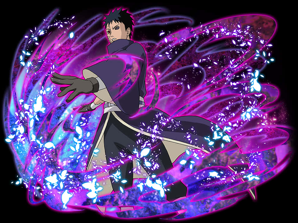 A Cartoon Of A Man In A Black Robe With Purple And Purple Flames Around Him