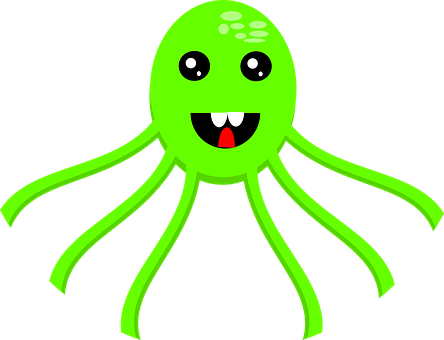 A Green Octopus With Long Tentacles