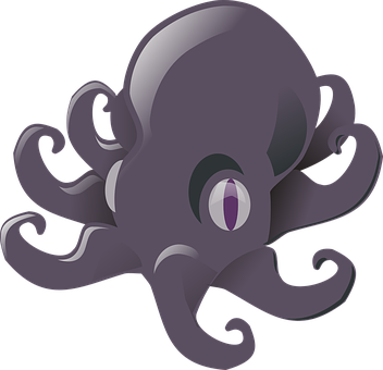A Cartoon Of A Purple Octopus