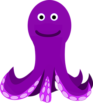 A Purple Octopus With White Eyes