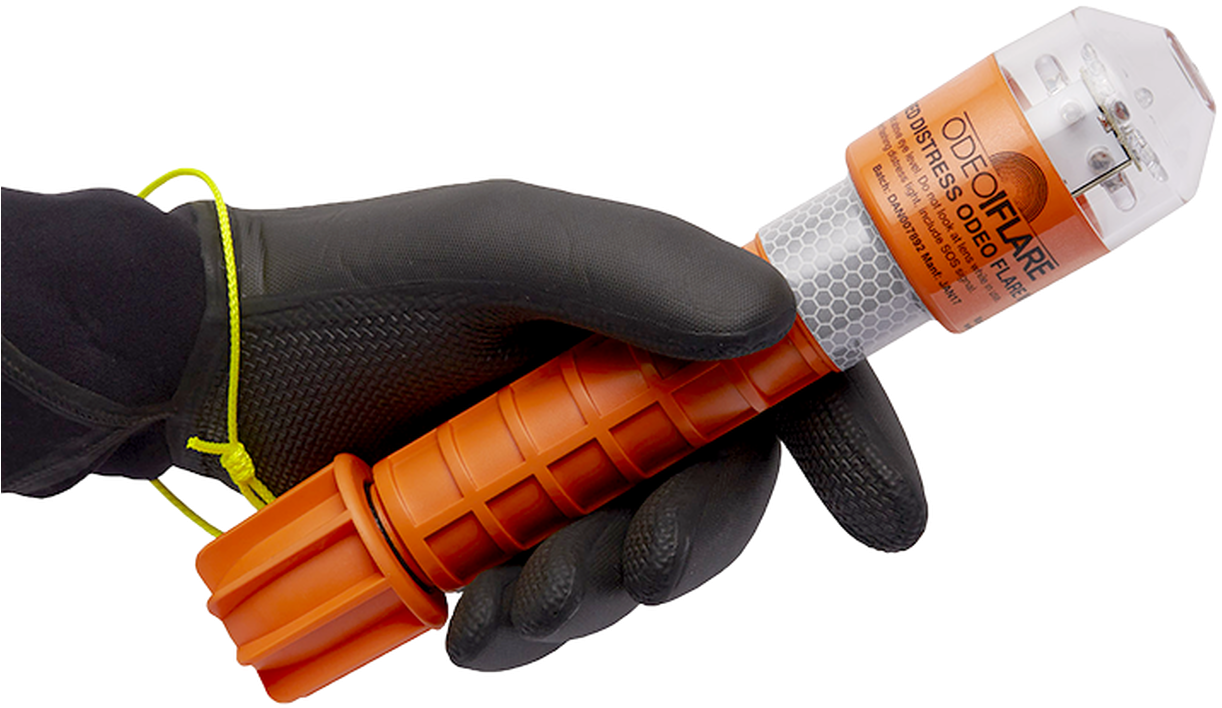 A Hand Holding An Orange Flashlight