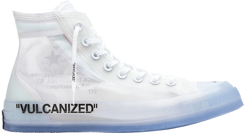A White Sneaker With Black Text