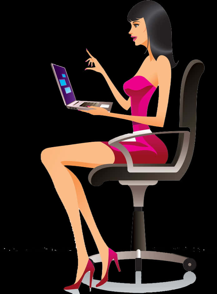 A Woman Sitting In A Chair Holding A Laptop