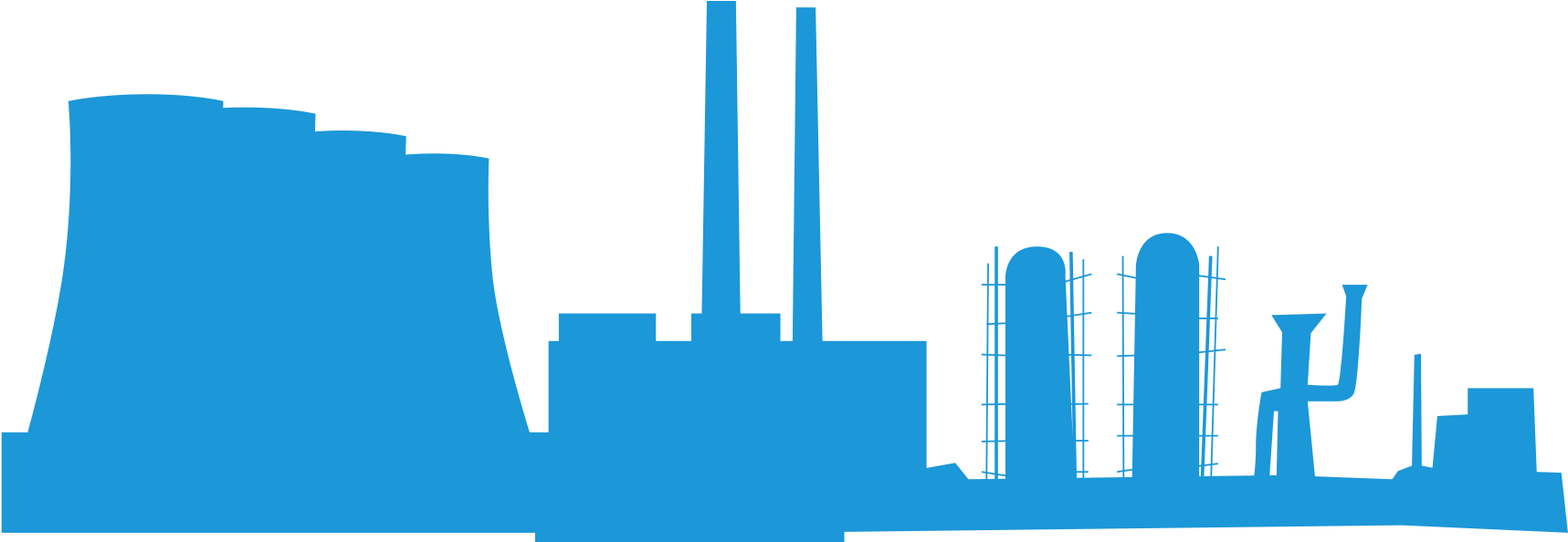A Blue Silhouette Of A Factory