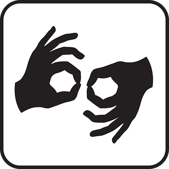 A Black And White Sign With Hands