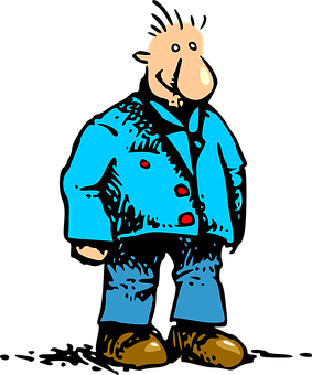 A Cartoon Of A Man In A Blue Suit