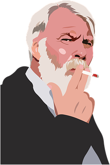 A Man With A White Beard Smoking A Cigarette