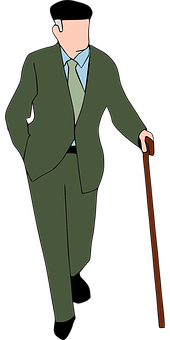 A Cartoon Of A Man In A Suit Holding A Cane