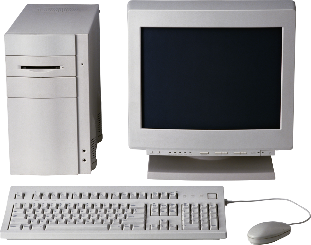A White Computer Tower And Keyboard