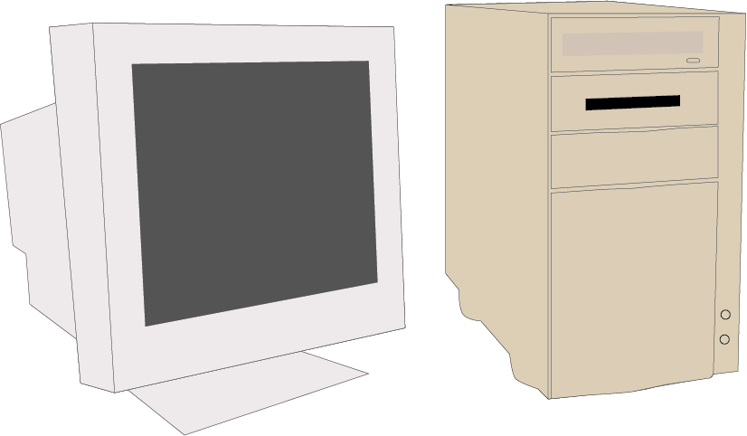 A Computer Tower And A Monitor