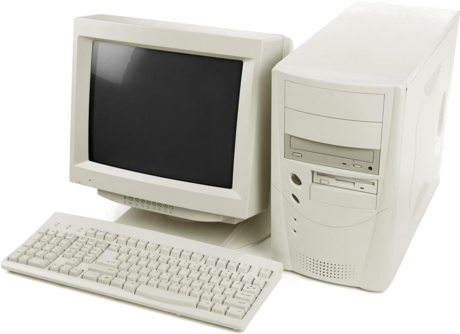 A White Computer With A Monitor And Keyboard