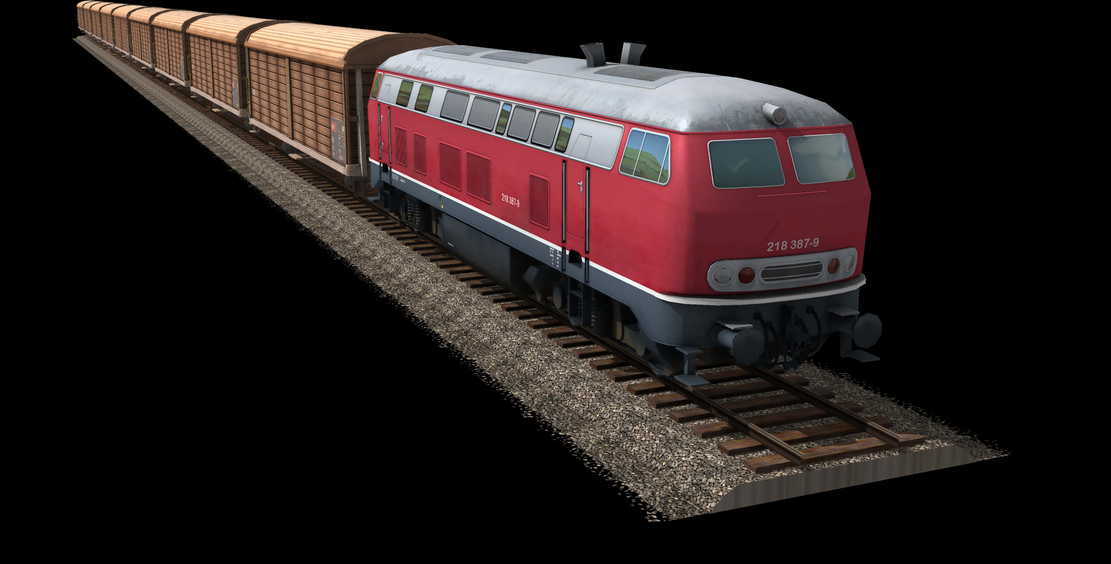 A Red And Grey Train On Tracks