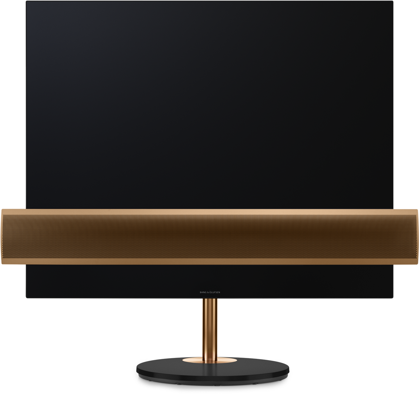 A Black Screen With A Gold Base