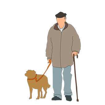 A Man Walking A Dog On A Leash