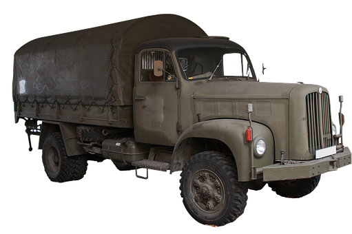 A Military Truck With A Black Background