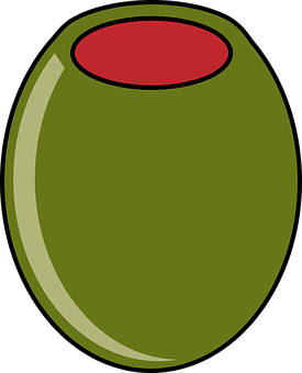 A Green Olive With A Red Center