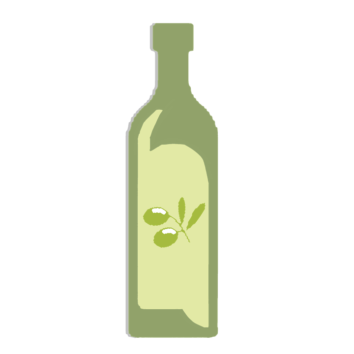 A Green Bottle With Olives On It