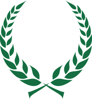 A Green Laurel Wreath With Crossed Leaves