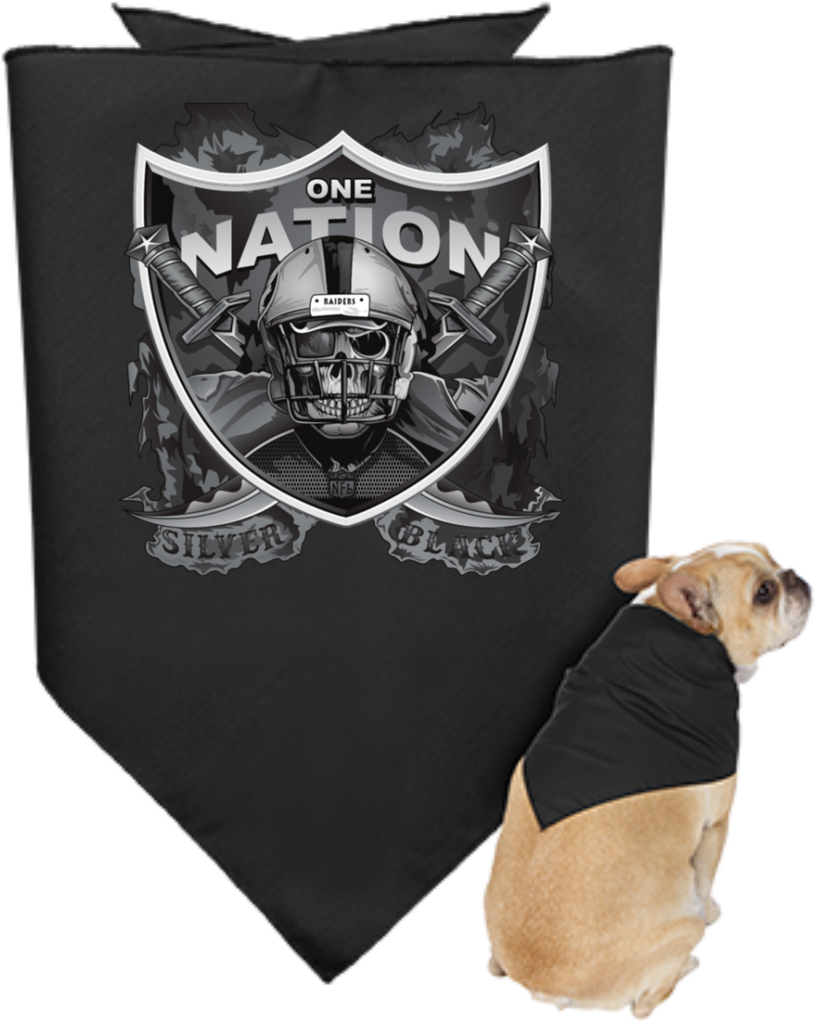 One Nation Silver & Black Doggie Bandana - Logotipos De Los Raiders, Hd Png Download