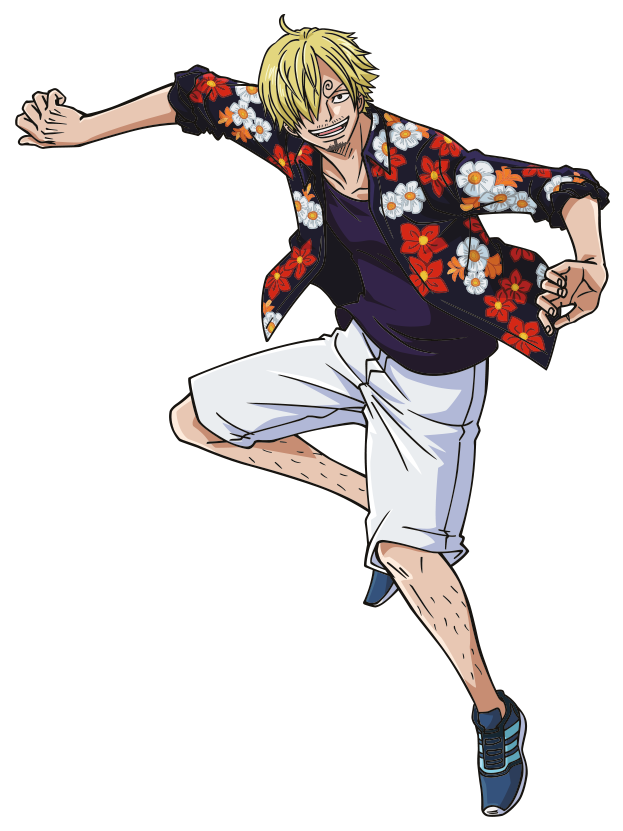 A Cartoon Of A Man With Blonde Hair And Flowers On His Shirt