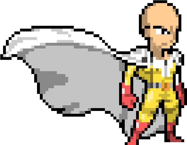 A Pixel Art Of A Man With A Cape