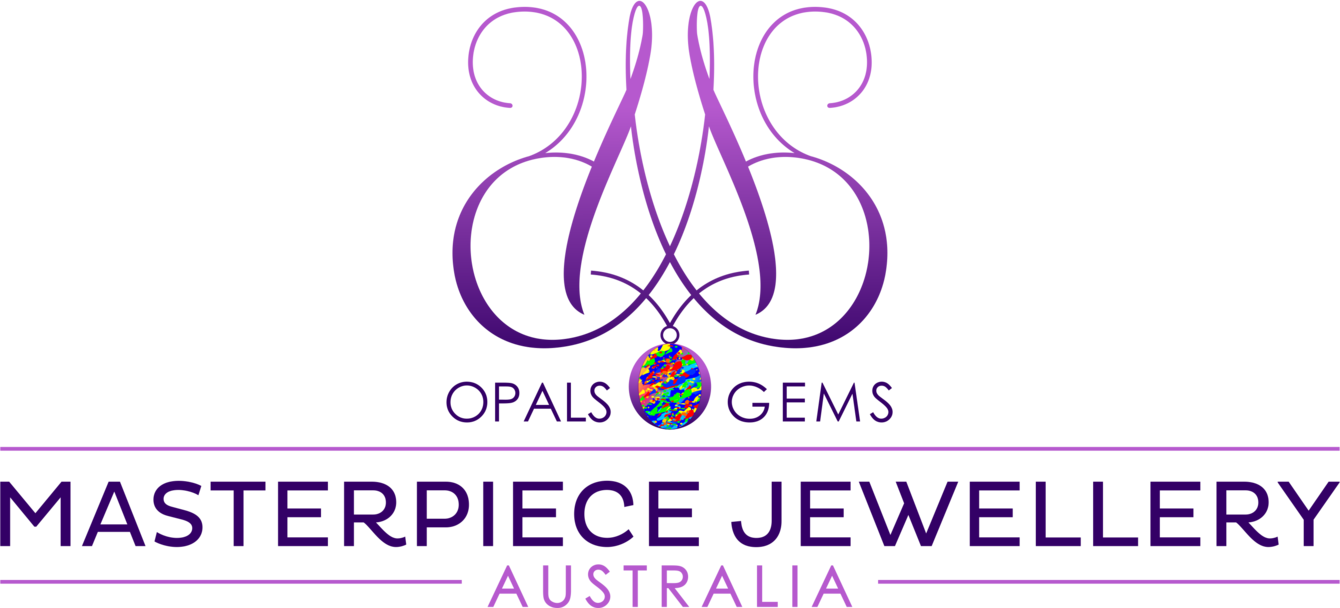 A Logo With Purple Letters And A Pendant
