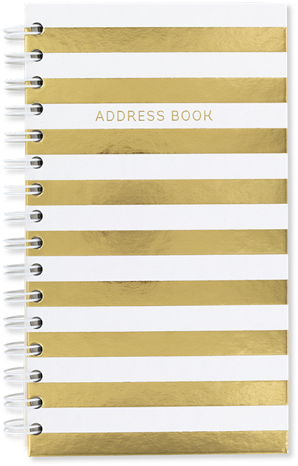 A Spiral Bound Notebook With Gold Stripes