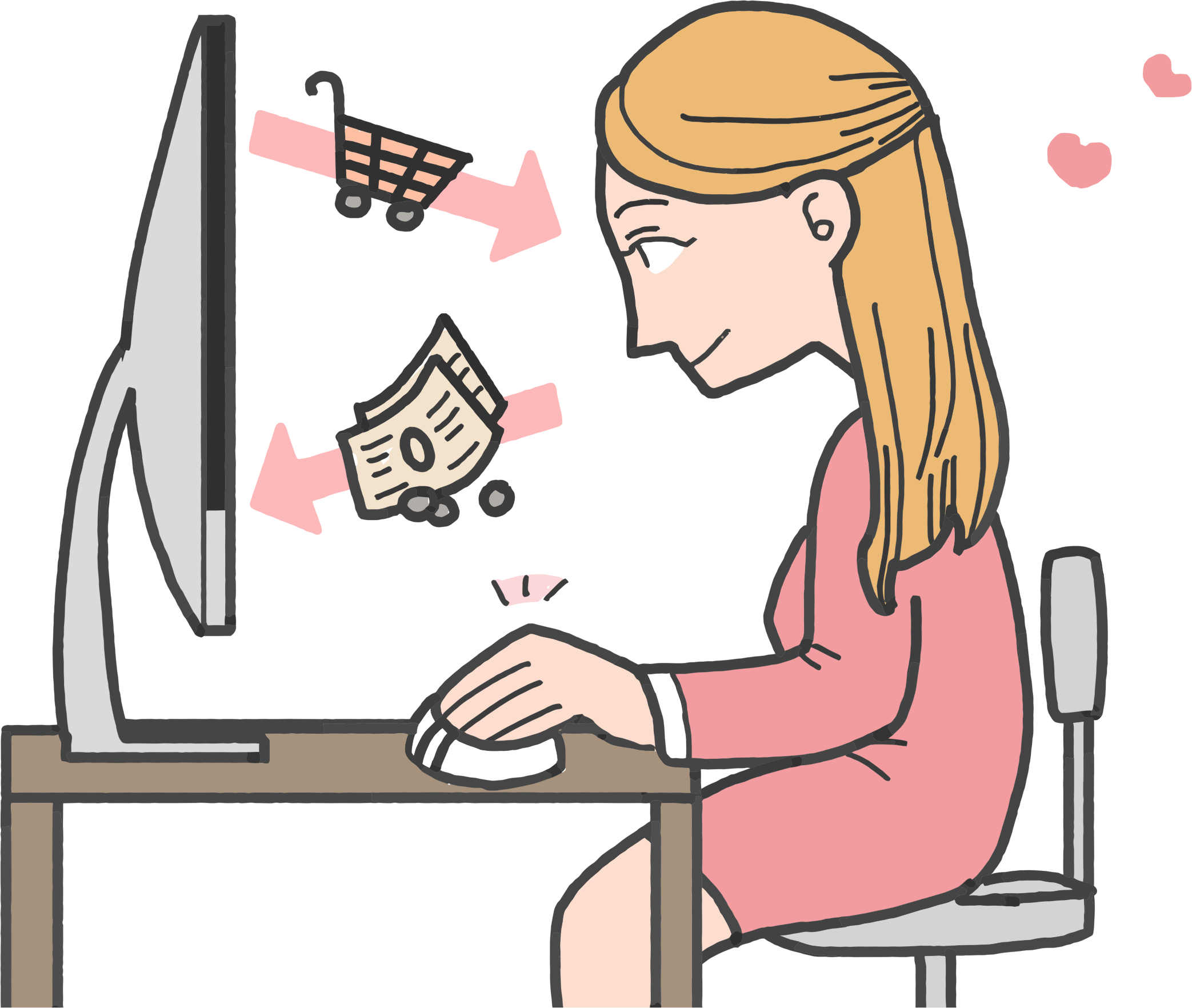 A Cartoon Of A Woman Using A Computer