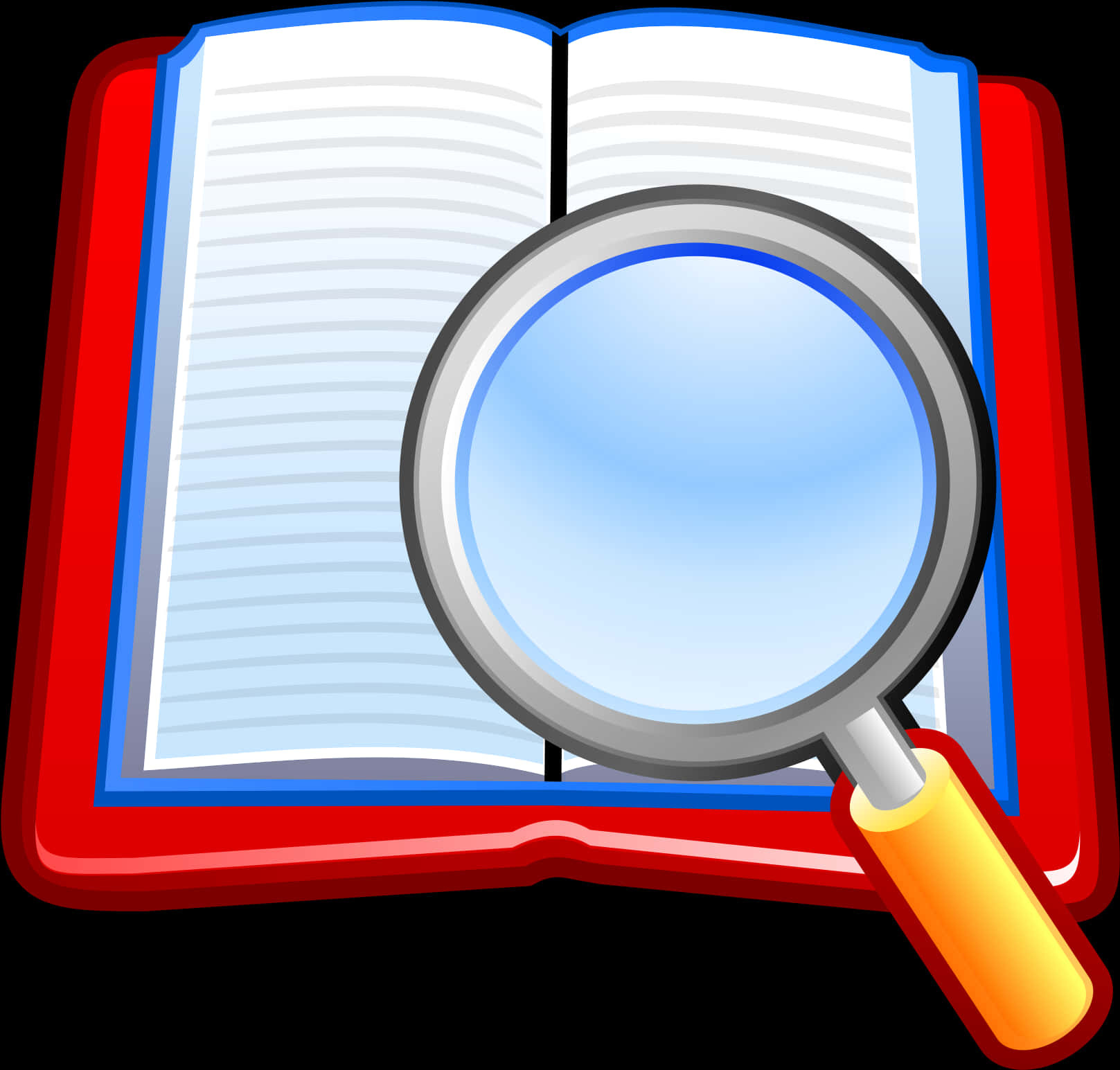 Open Book And Magnifying Glass