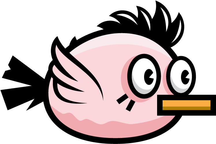 A Cartoon Of A Pink Bird