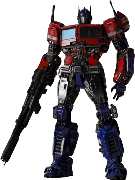 A Red And Blue Robot With A Gun