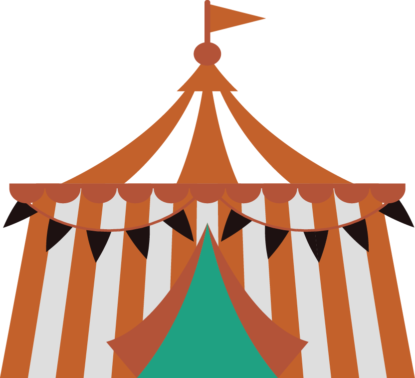 A Circus Tent With Flags