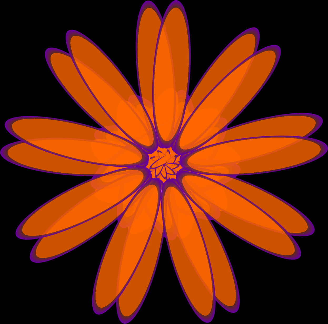 A Orange Flower With Purple Petals